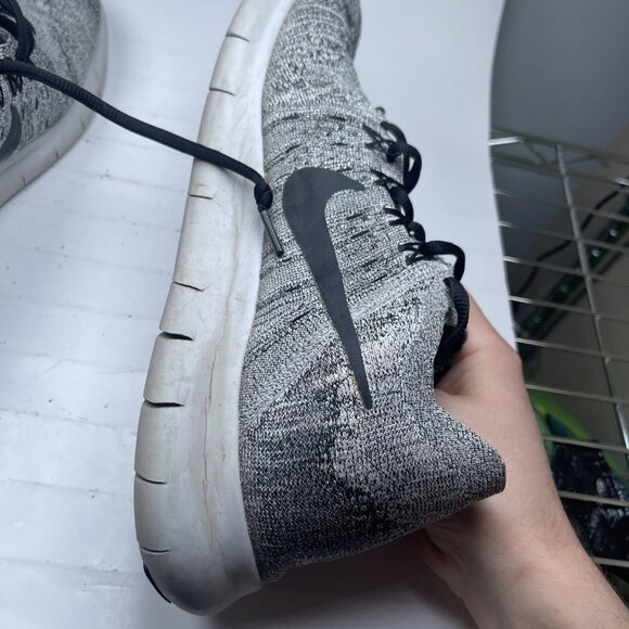 Nike Free RN Flyknit White Black Oreo Men’s Running Shoes 880843-101 Size 13 - Picture 10 of 16